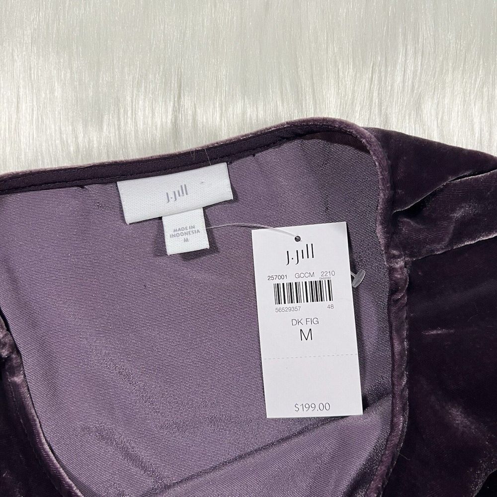 J. Jill Women's Size Medium Fig Velvet Silk Blend Long Sleeve Top - Picture 6 of 9